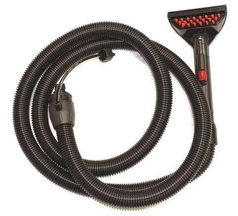 Bissell commercial hose and upholstery tool, black, with coiled hose and upholstery head