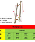 Vintage Courtyard Wooden Door Push Pull Bar Handle In Brushed Stainless Steel, Heavy Duty Door Hardware For Sliding Glass Shower Kitchen Entrance, 120 Cm Long (47.2 In), Waterproof Anti Rust Finish, Ergonomic Edge; dimensions chart