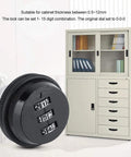 Heavy Duty Zinc Alloy Code Combination Cabinet Lock With 100 Number Combinations For Cabinets Tool Boxes Drawers And Safe Storage Easy Set Dial Built To Last Security For Home Workshop Or Garage image showing lock and cabinet.