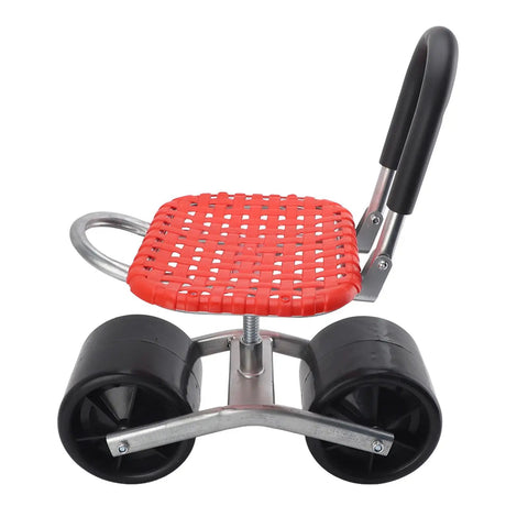 Wheeled Garden Stool With Adjustable Height Iron Construction Movable Labor Saving Patio Seat For Lawn Yard Outdoor Planting