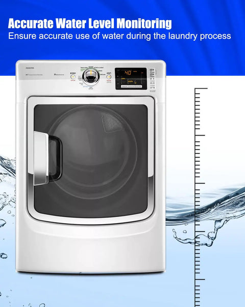 Washer Piezoresistive Water Level Sensor Replacement For Real Time Tub Monitoring, Delivers Accurate Water Level During Wash, Rinse, And Spin Cycles, Plug And Play, Stable Performance And Easy Install. Front load washer water level graphic.