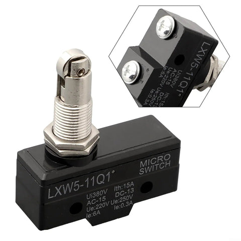 Built Tough Industrial Limit Switch LXW5 Series Push Plunger Actuated Momentary SPDT 10A AC 380V And DC 220V Metal Housing For Machine Control Panel Mounting, black metal body