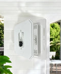 Non-Metallic Universal Siding Mounting Block For Exterior Light Fixtures And Receptacles With Flanges, 6.5 Inch By 6.5 Inch Cover, White, 2 Pack, Built-In Electrical Box For Extra Structural Support mounted on siding