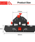 Front view of 45 Degree Tile Chamfering Tool for 4.5 Inch and 5 Inch Angle Grinders with red adjustable base plate