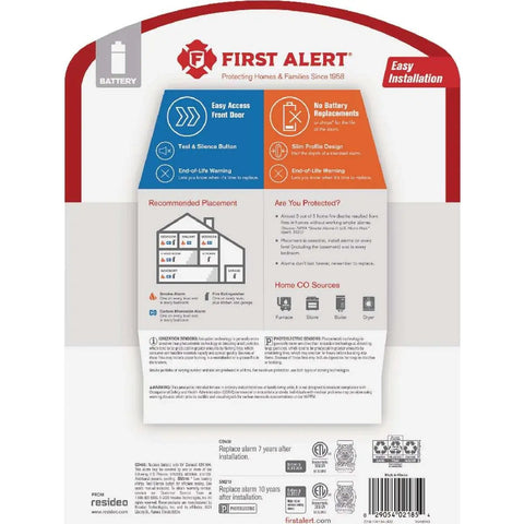 Battery Powered Photoelectric Smoke And Carbon Monoxide Alarm Combo 2 Pack Dual Sensor Protection packaging back