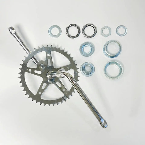 2 Inch Cup Pedal Crank Kit With 44T Sprocket And 165mm Crank Arm One Piece Bike Crankset components on white background