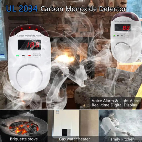 Plug-In Carbon Monoxide Alarm With LED Digital Display And Voice Alert, High Sensitivity Electrochemical Sensor in home setting