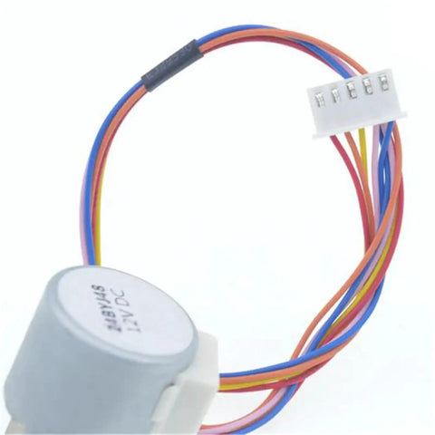 Top Notch 24BYJ48 DC Stepper Motor 12V Four Phase Gear Reduction Unit for Robotics And Automation Projects with colored wiring.