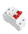Straight Up Rock Solid MCB Circuit Breaker 1P 2P Overload Protection Switch with red toggle for industrial use.