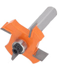 Top Notch 4 Wing Router Bit For Clean Slots In Pine And Particle Board High Carbon Steel Anti Backlash Design With 8mm Shank showing sharp blades and 8mm shank
