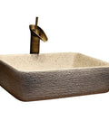 SDVantage Undermount Sink Bathroom Vessel Sink Art Countertop Basin in rectangular ceramic with bronze faucet.