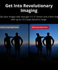 Comparison of images with and without SuperNight Mode on a 1/1.3" sensor for clear low-light performance.