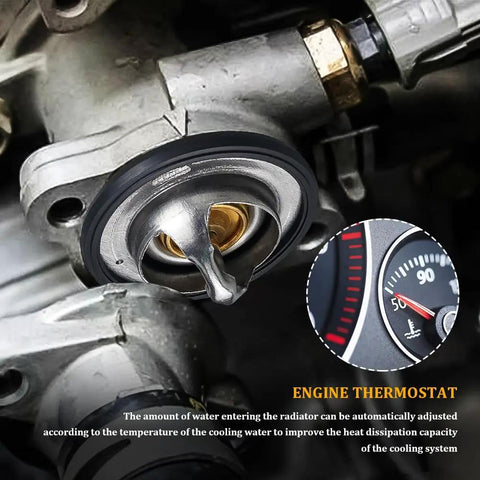 Close-up of Top Tier Engine Coolant Thermostat With Heavy Duty Gasket compatible with Honda Civic CRV CRZ, showing details of construction.
