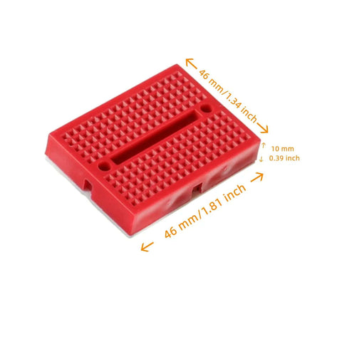 Red 170-point mini breadboard from Six Color 170-Point Mini Breadboard Set With Six Boards Plus 400-Point And 830-Point Solderless Breadboards