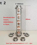 2 Inch Distillation Column Kit With 4 Borosilicate Glass Columns 5 Copper Bubble Plates Tri Clamp Fittings visible