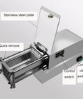 Professional Electric Potato Chip Cutter And Commercial French Fry Slicer Machine Made With Durable Stainless Steel Blade, top view.