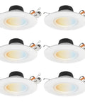 Six pack of Gimbal LED Recessed Downlight Fixture 5 To 6 Inch, 11W, 1100 Lumens, Color Temperature Selectable 2700K-5000K