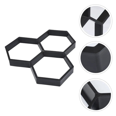 Hexagon Concrete Molds For DIY Garden Walkways Reusable Paver Molds 35x35cm Mode 4 showing detailed plastic material and hexagon shape