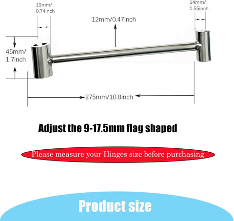 Door Hinge Adjustment Tool For Sagging Doors With 14 To 19mm Gap, Rust-Proof Rolled Steel Jamb Hinge Jig diagram