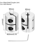 Two Pack 5Mm To 5Mm Aluminum Shaft Coupling Connector 25Mm Length Rigid Joint With Hex Wrench for Motors and DIY Projects