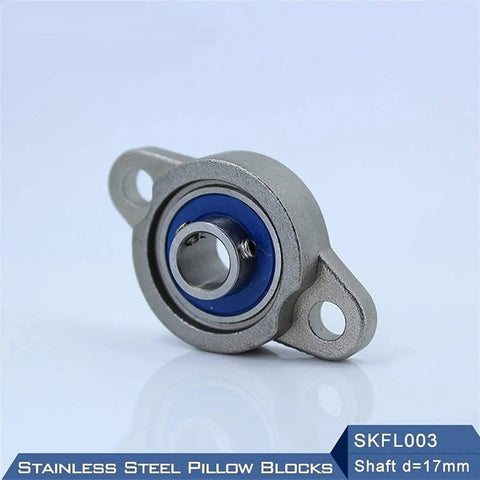 Heavy Duty Stainless Steel Pillow Block Mounted Bearings Support A 17mm Shaft Size While SKFL003 Design Offers Stability For Industrial Work And Wear Resistant Materials Ensure Reliability During Long Runs To Meet Shop Requirements Every Time.