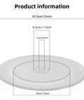 Dimensions of 12 Inch Glass Microwave Plate Replacement Built to Last, Heavy Duty Heat Resistant BPA Free Dishwasher Safe Compatible with W10337247 W11367904 W11291538 Turntable Tray shown.