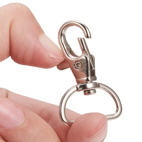 Legit Heavy Duty Swivel Hook Clasps 40 Piece Kit 1 Inch D Ring Connectors For Lanyards Bags And Craft Projects Solid Metal Build shown held in hand.