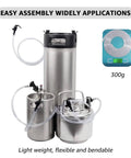 Three kegs with 10 Ft Beer Line Vinyl Tubing 3/16 ID 7/16 OD Keg Line Replacement Kit With 4 Hose Clamps Food Grade Tubing For Kegerator Draft Beer Tower D Coupler Beer Dispensing.
