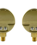 Back view of Dual Range Oxygen Regulator Gauges 0 To 4000 PSI And 0 To 200 PSI, steel case, 2 inch dial, one eighth NPT bottom inlet
