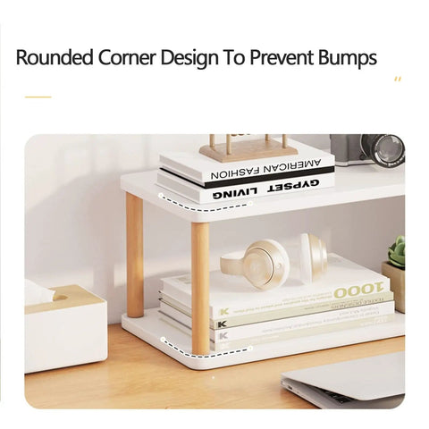 Heavy Duty 3 Tier Desktop Storage Rack With Warm Oak Finished Steel Bookshelf For Office And Dorm Keeps Your Setup Totally Stress Free And Super Snappy To Clean Without Any Sweat Ever
