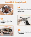 Image showing steps to install Badass Modern Farmhouse Caged Ceiling Fan With Slick Remote Flush Mount Build.