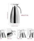 68 Oz Stainless Steel Coffee Thermal Carafe With Double Wall Vacuum Insulation Keeps Your Joe Hot 12 Hours Or Cold 24 Hours with user guide