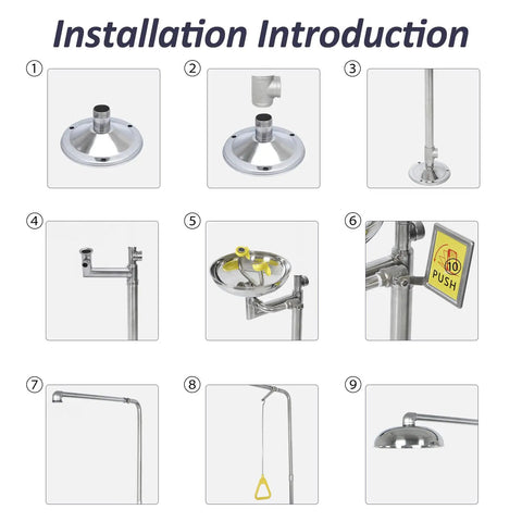Pro Grade SS304 Stainless Steel Emergency Shower Eyewash Station Combo Kit With Dual Aerated Nozzles To Deliver Full Coverage Heavy Duty Safety Basin Built Tough For Daily Grind Operations