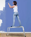 15.5 Feet Aluminum Folding Ladder 7 In 1 Multi Position Workhorse With Secure Click And Lock System Six Joints Converts To Scaffold Leaning Ladder And Stepladder EN131 Standard 330 Lb Capacity For Home And Jobsite, used as a paint platform