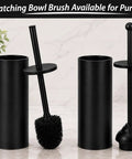 Heavy Duty Toilet Plunger With Sleek Floor Holder Kick Serious Bathroom Grime Monster Suction Unblocks Clogged Drains Real Quick Matte Black Sturdy Grip next to bowl brush holder.