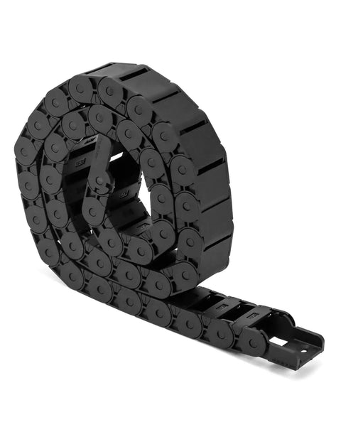Beefy Semi Enclosed Drag Chain Cable Carrier 4 Pack 1 Meter Length With End Connectors Black R28 Radius 15mm By 30mm Inner Size