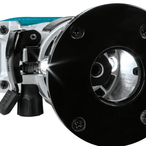 Close-up of 18V LXT Cordless Compact Router with Brushless Motor 1/4 In Collet Variable Speed 10000-30000 RPM Tool Only Renewed