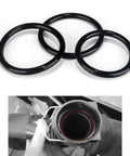 Pre-Greased O-Rings Gasket Seal Set For Engine, Radiator Hose And T-Pipe Coolant Leak Repair, Replacement Kit Compatible With Ford F-150 5.0L And Mustang DR3Z-8566-A And BC3Z-8590-F, DIY Friendly Plug-N-Play Install Image showing three black O-rings and installation in a radiator hose connector.