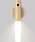 Motion Sensor Night Light Rechargeable Indoor Magnetic Wood LED Wall Sconce in White Ash for Bedroom Hallway Staircase