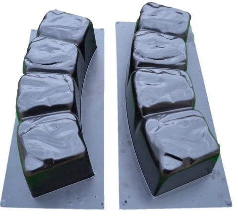 Two curved plastic molds from Set Of Four Plastic Concrete Curb Molds For DIY Landscaping Reusable Garden Edging Creates Straight And Radius Borders For Patios Walkways And Edges BR02 BR04 Compatible