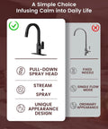 DAYONE Black Square Kitchen Faucet - Modern Pull-Down Sprayer with 2-Mode Kitchen Sink Faucet, 360° Swivel Fits Bar/RV Sinks, SUS 304 Stainless Steel with Square Deck Plate comparison image