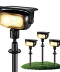 Lit Robot Style Solar Garden Lights 4 Pack IP65 Waterproof Outdoor LED Spotlight with 360 Rotation on grass