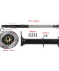 Badass Heavy Duty Rear Axle Kit For Go Kart And Dolly With 48 Volt 1000 Watt Brushless Motor and Speed Controller components layout with sizes.