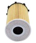 Close-up of a paper-engine oil filter for Four Piece Engine Oil Filter Kit That Fits Kia Sedona 2011 Through 2018.