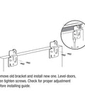 Installation diagram for Closet Door Roller Kit With 1/2 Inch Offset Bracket And 7/8 Inch Nylon Wheel 2 Pack, Heavy Duty Top Hung Side Mount