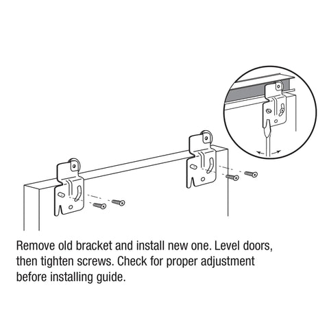 Installation diagram for Closet Door Roller Kit With 1/2 Inch Offset Bracket And 7/8 Inch Nylon Wheel 2 Pack, Heavy Duty Top Hung Side Mount