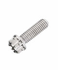 Close-up of a single M5x15mm Titanium Flange Torx Bolt from the Titanium Flange Torx Bolts For Cars And Motorcycles Ultra Light Ride Ready Fasteners Set M4 And M5 Sizes 6 To 90mm Range Pack Of 6 Normal Titanium Color M5x15mm