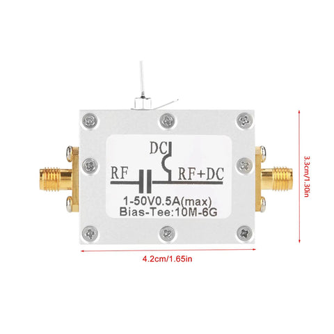 Two Pack Broadband Bias Tee Module 10 MHz To 6 GHz RF Microwave Coaxial Bias For Low Noise Amplifier Applications with DC connectors