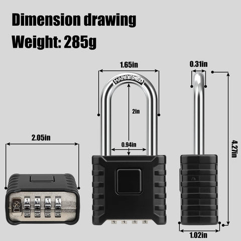 Two Pack Beefy 2.3 Inch Shackle Combination Padlocks With One Touch Unlocking Heavy Duty Outdoor Padlock Hidden Password Design