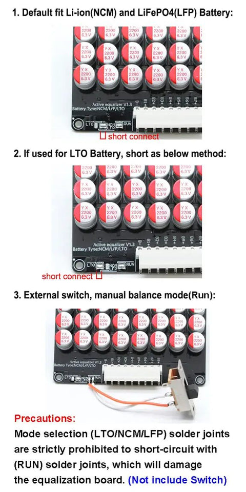 Heavy Duty Battery Active Equalizer Balancer Board For 12S 13S 14S 16S Cells With 5.5 Amps showing connection points and setup instructions.